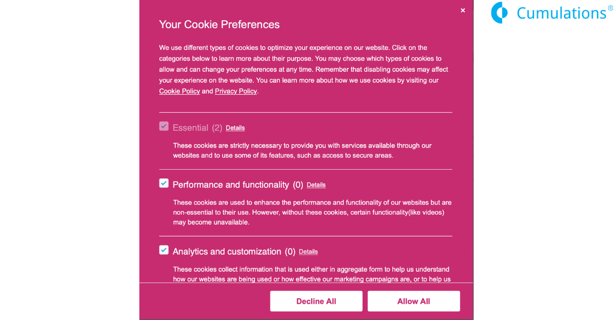 Cookie olicy and GDPR implementation on website and mobile app 3
